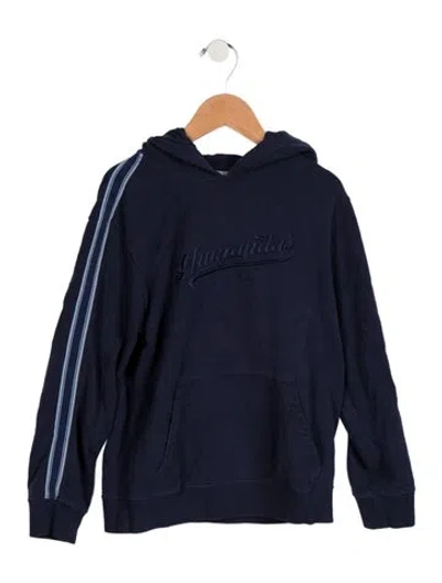 Pre-owned Brunello Cucinelli Kids Boys' Embroidered Hoodie In Blue