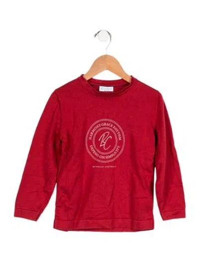 Pre-owned Brunello Cucinelli Kids Boys' Graphic Print Top In Grey/red