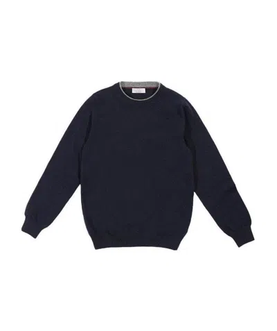 Brunello Cucinelli Kids Contrast Trim Knit Jumper In Black