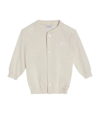 Brunello Cucinelli Kids Cotton Cardigan In Gray