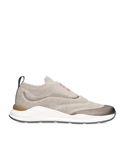 Brunello Cucinelli Kids Cotton Slip-on Sneakers In Beige