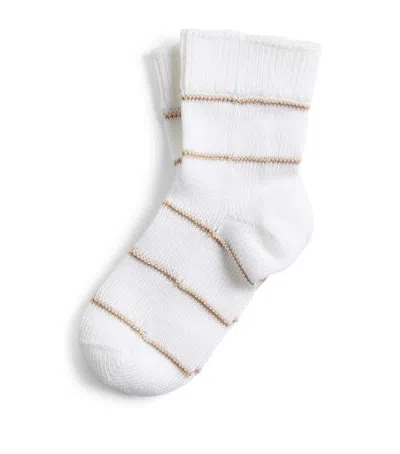 Brunello Cucinelli Kids Cotton Stripe Socks In White