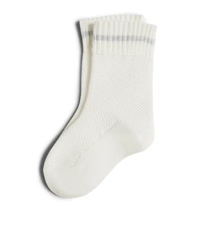 Brunello Cucinelli Kids Cotton Waffle Knit Socks In White