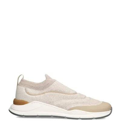 Brunello Cucinelli Kids Knitted Slip-on Sneakers In Beige