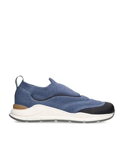 Brunello Cucinelli Kids Knitted Slip-on Sneakers In Blue