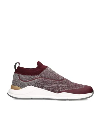 Brunello Cucinelli Kids Knitted Slip-on Sneakers In Burgundy