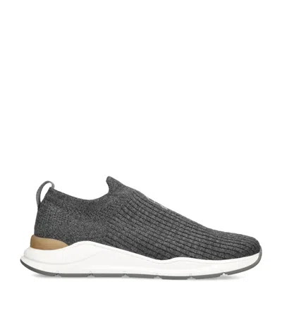 Brunello Cucinelli Kids Knitted Slip-on Sneakers In Grey