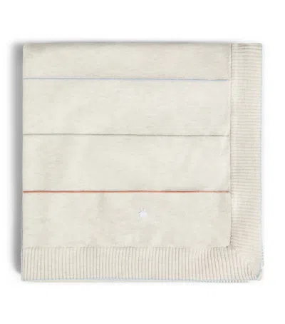 Brunello Cucinelli Kids Stripe Cotton Blanket In Neutral