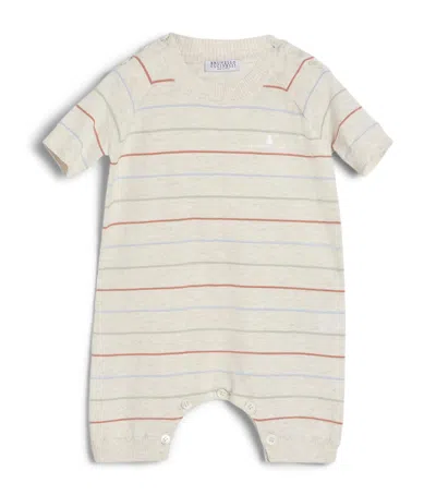 Brunello Cucinelli Kids Stripe Playsuit In Gray