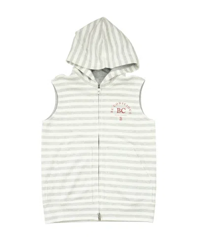 Brunello Cucinelli Kids Zip-up Striped Sleeveless Hoodie In White