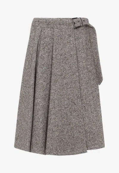 Brunello Cucinelli Kilt Midi Skirt In Sand