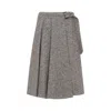 Brunello Cucinelli Beige Wool And Silk Midi Skirt In Gray