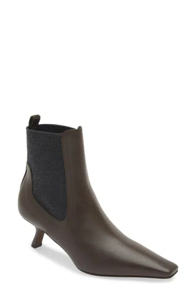 Brunello Cucinelli Kitten Heel Chelsea Boot In C8279 Testa Moro