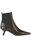 Brunello Cucinelli Kitten-heel Pointed-toe Boots In Brown