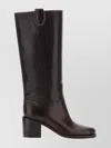 Brunello Cucinelli Knee High Block Heel Boots With Pull Tabs In Black