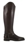 Brunello Cucinelli Classic Leather Boot With Precious Spurs