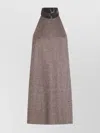 Brunello Cucinelli Knee Length Dress Herringbone Pattern In Brown