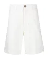 Brunello Cucinelli Men Garment-dyed Bermuda Shorts In Twisted Cotton Gabardine In White