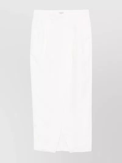 Brunello Cucinelli Knee Length Wrap Skirt With Front Slit In Beige
