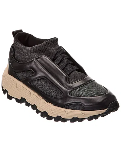 Brunello Cucinelli Leather Low Top Sneakers In Black