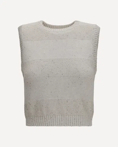 Brunello Cucinelli Knit And Sequin Vest In White