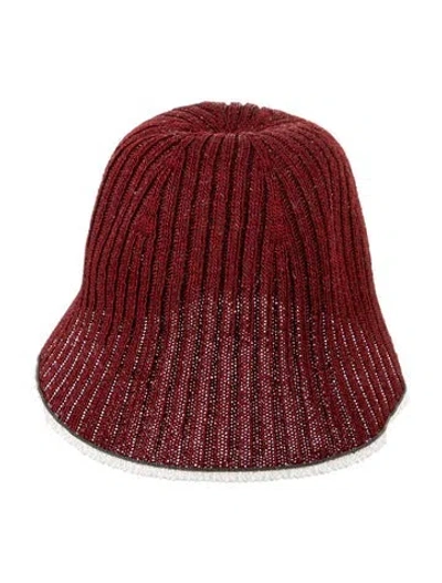 Pre-owned Brunello Cucinelli Knit Beaded Bucket Hat W/tags In Red
