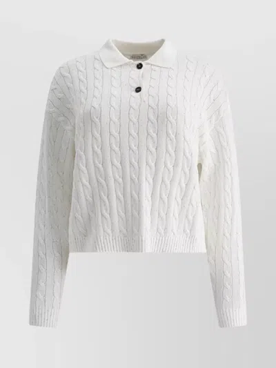 BRUNELLO CUCINELLI KNIT CABLE COLLAR RIBBED CUFFS HEM