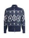 Brunello Cucinelli Geometric Jacquard Cardigan In Wool And Cashmere