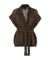Brunello Cucinelli Women's Dazzling Silk And Linen Perforated Rib Cardigan In Black