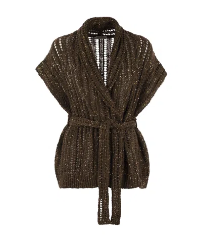 BRUNELLO CUCINELLI BRUNELLO CUCINELLI TIED-WAIST KNITTED CARDIGAN