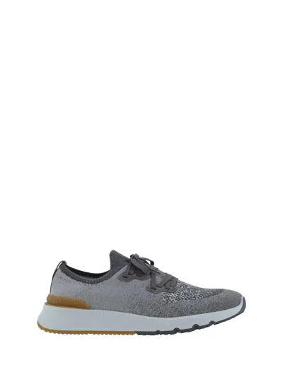 Brunello Cucinelli Knit Chine Sneakers In Multi