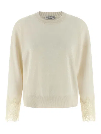 BRUNELLO CUCINELLI SUÉTER CUELLO REDONDO - BLANCO