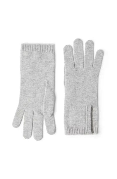 Brunello Cucinelli Knit Gloves In Gray