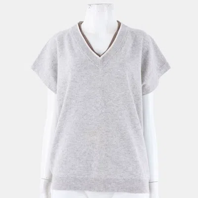 Pre-owned Brunello Cucinelli Knit Grey Cotton Vest Size S In Gray