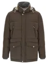 Brunello Cucinelli Knit Insert Down Jacket Puffer Jackets Brown In Brown