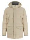 Brunello Cucinelli Knit Insert Down Jacket Puffer Jackets Beige In Neutral
