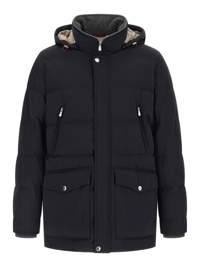 BRUNELLO CUCINELLI KNIT INSERT DOWN JACKET