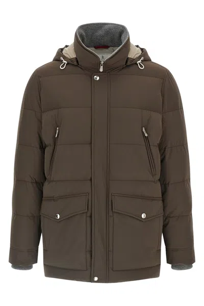 BRUNELLO CUCINELLI KNIT INSERT DOWN JACKET