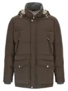 Brunello Cucinelli Knit Insert Down Jacket Puffer Jackets Brown In Brown