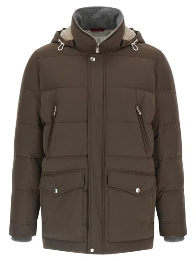 BRUNELLO CUCINELLI KNIT INSERT DOWN JACKET