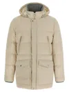 Brunello Cucinelli Knit Insert Down Jacket Puffer Jackets Beige In Neutral