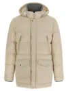 Brunello Cucinelli Knit Insert Down Jacket Puffer Jackets Beige In Neutral