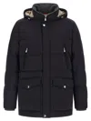 Brunello Cucinelli Men Knit Insert Down Jacket In Blue