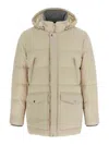 Brunello Cucinelli Knit Insert Down Jacket Puffer Jackets Beige In Sand
