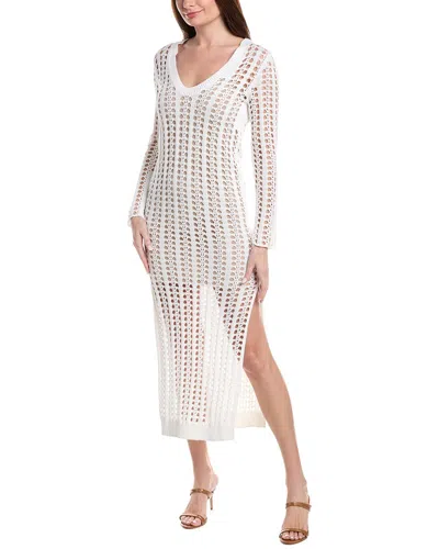 Brunello Cucinelli Open-knit Side-slit Midi Dress In White