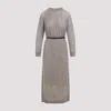 Brunello Cucinelli Knit Long Dress Women In Neutral