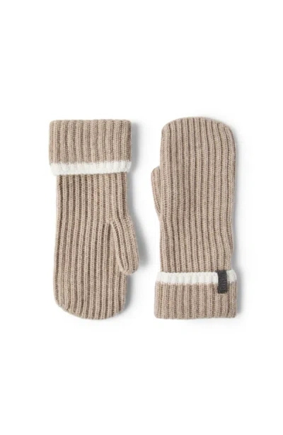 BRUNELLO CUCINELLI BRUNELLO CUCINELLI KNIT MITTENS WITH MONILI