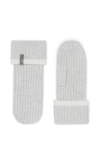 Brunello Cucinelli Knit Mittens With Monili In Fog