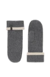 Brunello Cucinelli Knit Mittens With Monili In Lead
