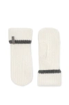 Brunello Cucinelli Knit Mittens With Monili In Panama